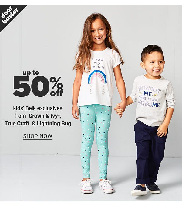 Up to 50% off kids Belk exclusives: crown and Ivy and True Craft and lightning bug - Shop Now