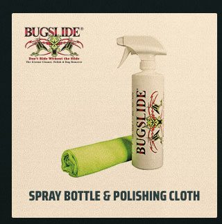 Bugslide spray bottle with polishing cloth 