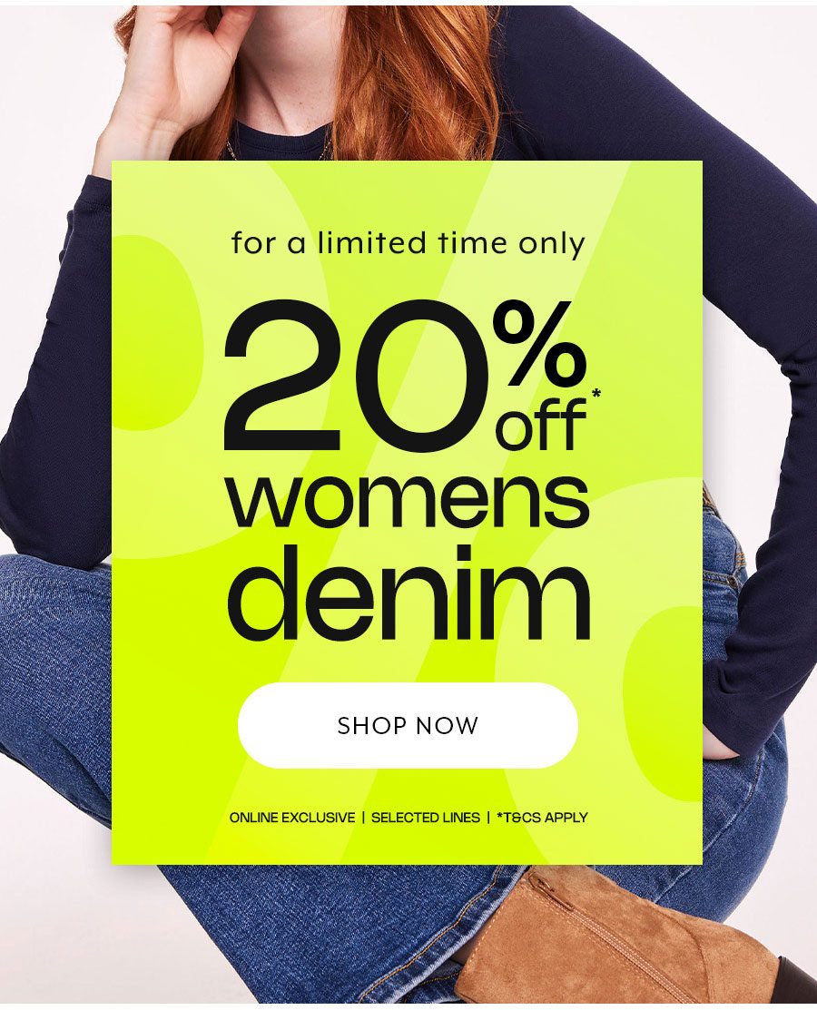 20% off womens denim