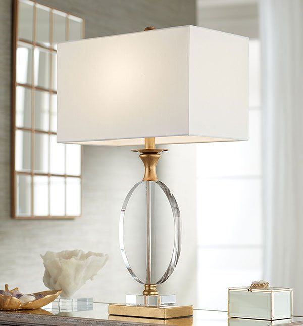 Valerie Clear Crystal and Gold Metal Table Lamp