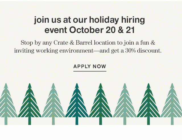 join us at our holiday hiring event // APPLY NOW