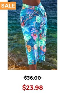 Bowknot Marine Life Print Cyan Cover Up