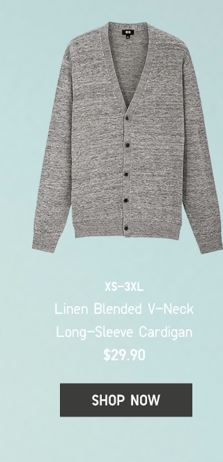 LINEN BLENDED V-NECK LONG-SLEEVE CARDIGAN $29.90 - SHOP NOW