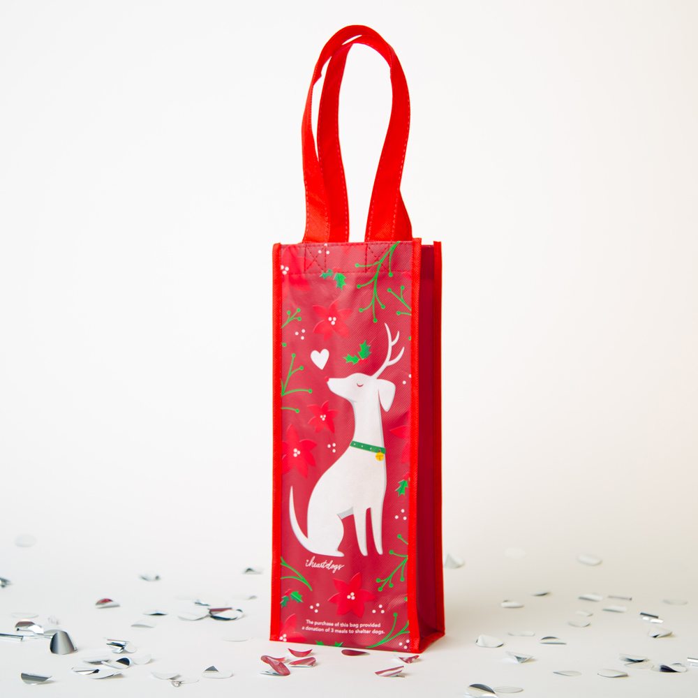 Image of I Love My Reindeer Dog Reusable Wine Bag