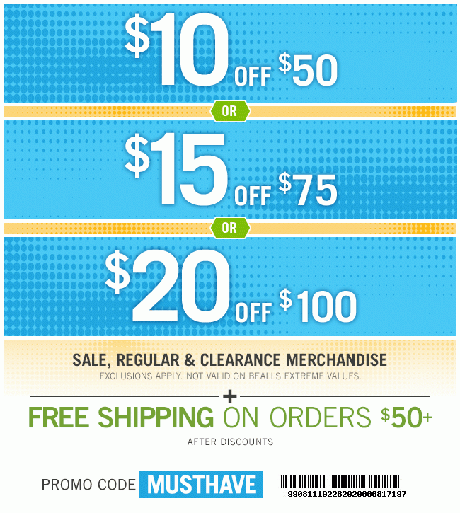 $10 Off $50+, $15 Off $75+, or $20 off $100 + Free Shipping on $50+ | Code MUSTHAVE | Get Coupon | Exclusions Apply