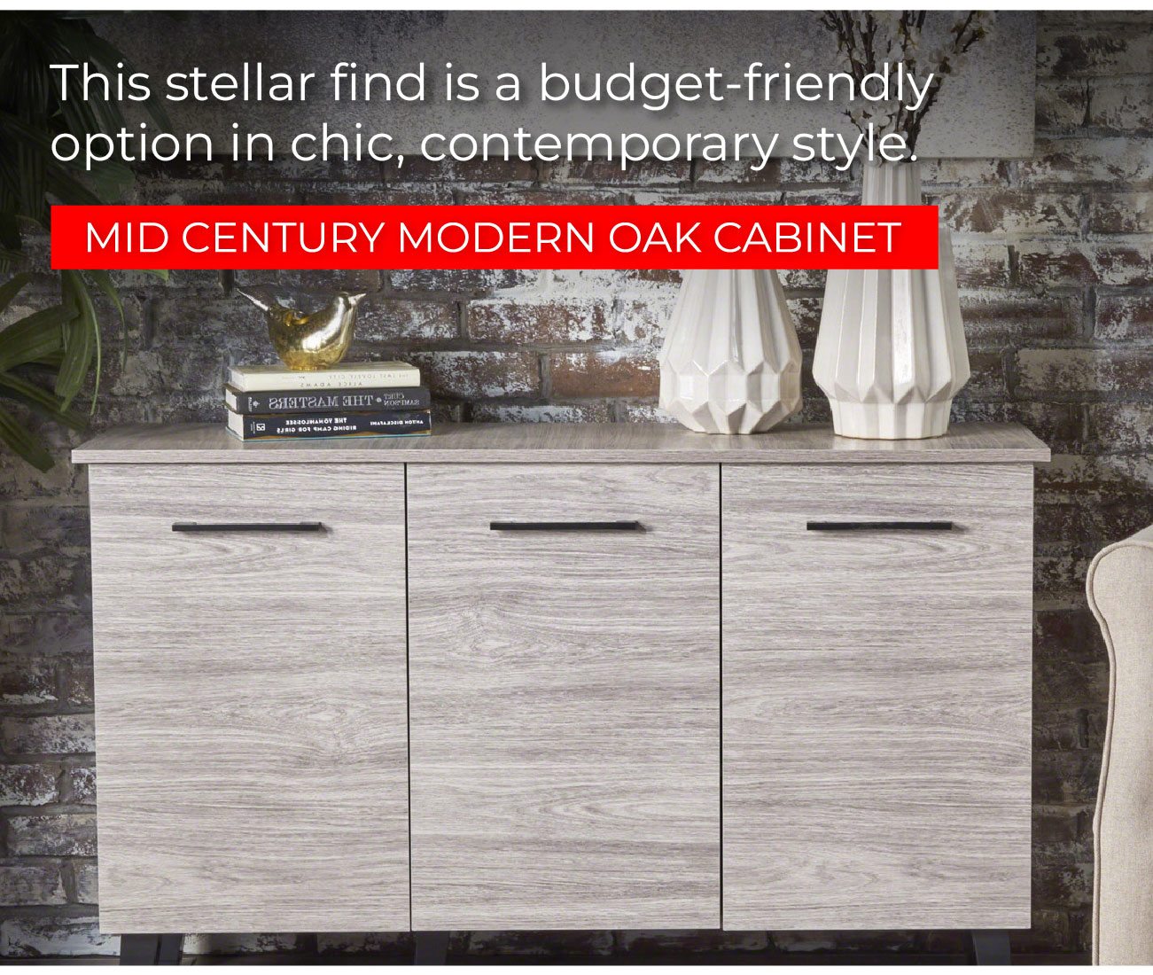 Emlyn Mid Century Modern Grey Oak Cabinet