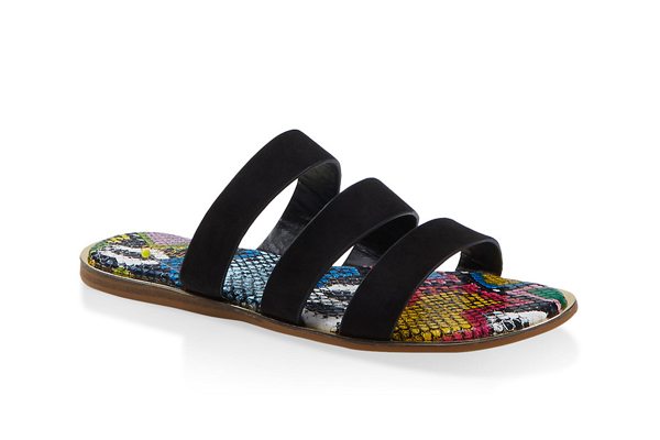 Printed Sole Triple Band Slide Sandals