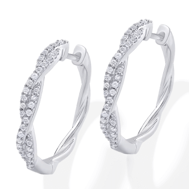 Diamond Twist Hoop Earrings 1/3 ct tw 10K White Gold