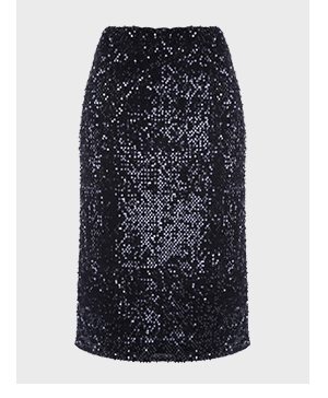 Womens Black Sequin Pencil Skirt