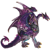 Three-Headed Purple Dragon Statue