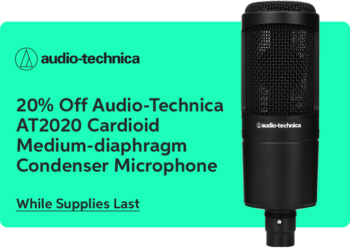 20% Off Audio-Technica AT2020 Cardioid Medium-diaphragm Condenser Mic