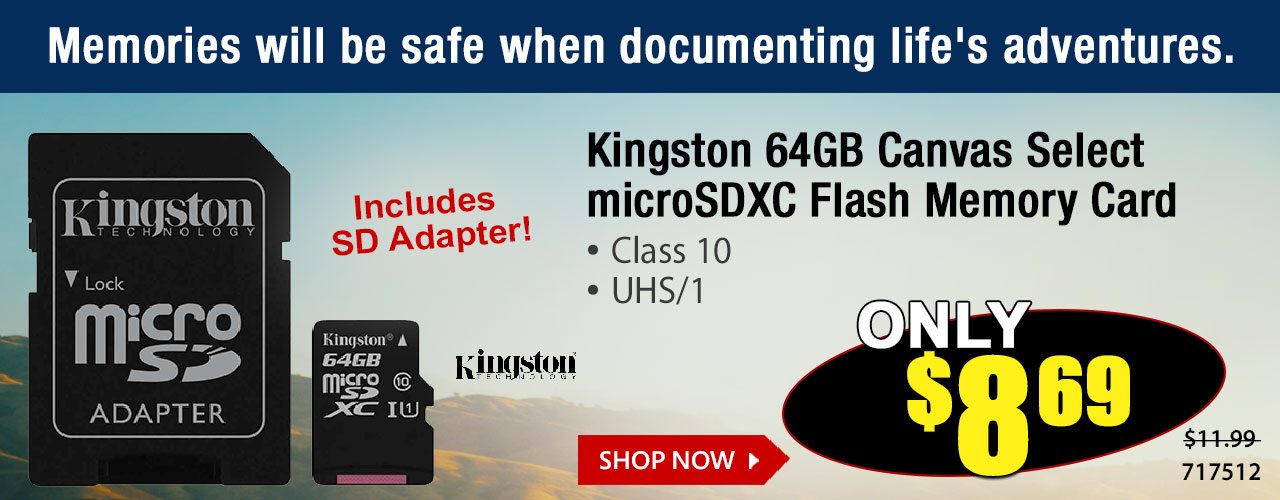 Kingston 64GB Canvas Select microSDXC Flash Memory Card