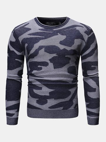 Men Sports Camouflage Knitting Slim Fit Sweaters