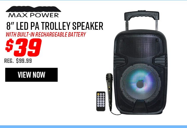 Max Power 8” LED PA Trolley Speaker 