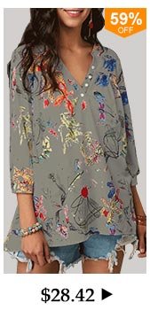 Split Neck Three Quarter Sleeve Blouse