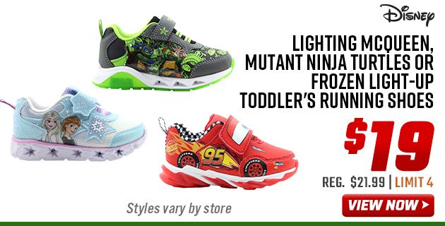 Disney Lighting Mcqueen, Mutant Ninja Turtles or Frozen Light-Up Toddler's Running Shoes