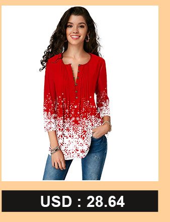 Printed Button Front Three Quarter Sleeve Blouse