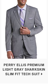 Perry Ellis Premium Light Gray Sharkskin Slim Fit Suit >