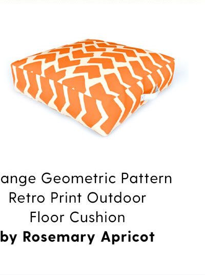 Orange Geometric Pattern Retro Print Outdoor Floor Cushion by Rosemary Apricot