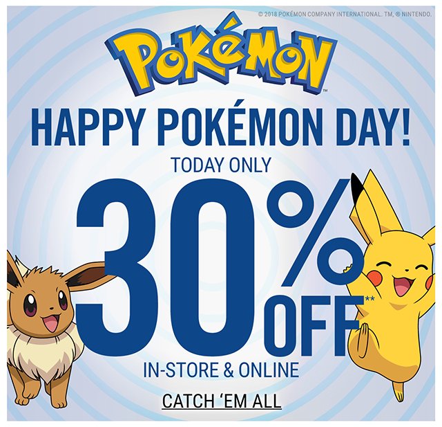 Pokemon Day 30% off