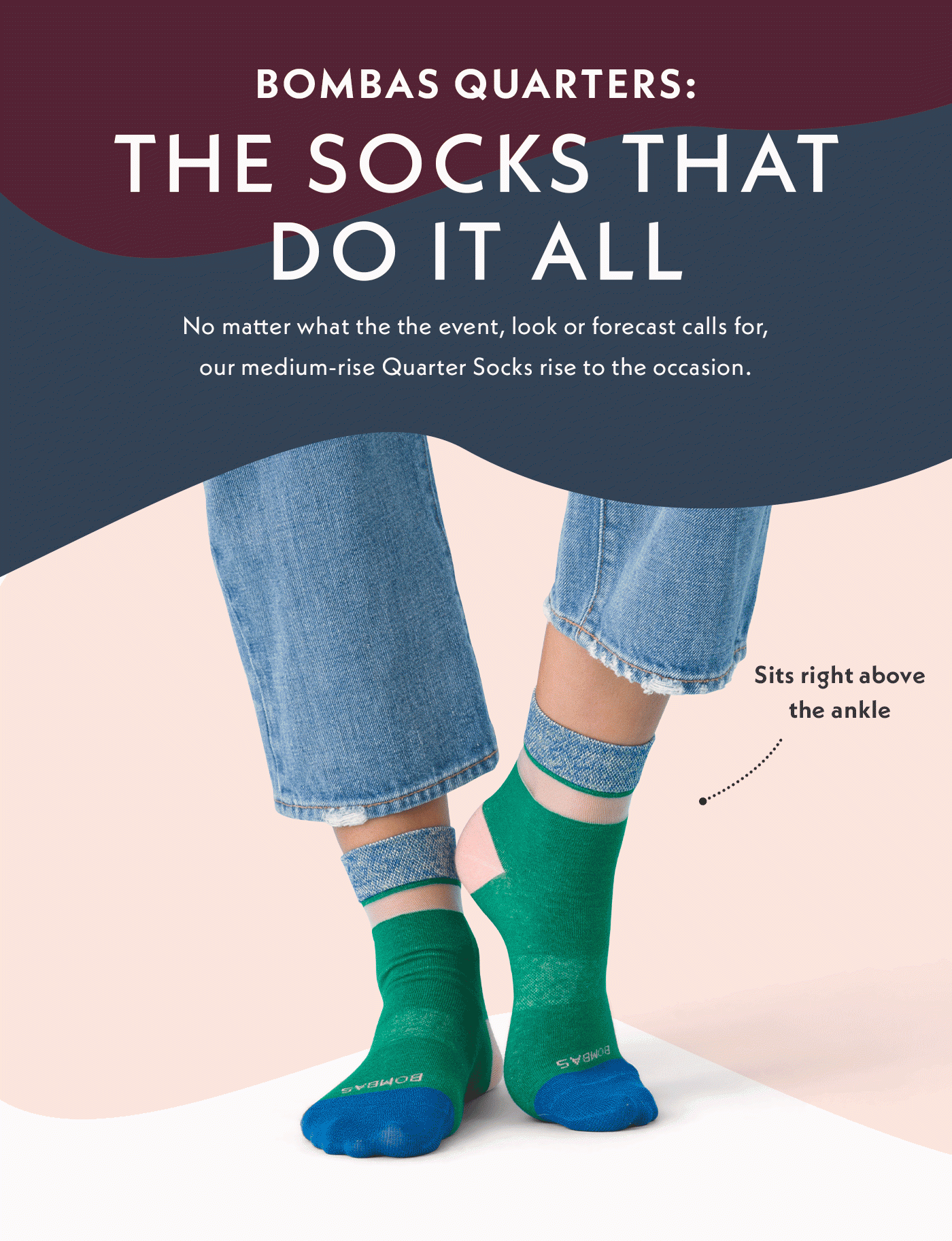Bombas Quarters: The socks that do it all. No matter what the event, look or forecast calls for, our medium-rise Quarter Socks rise to the occasion.