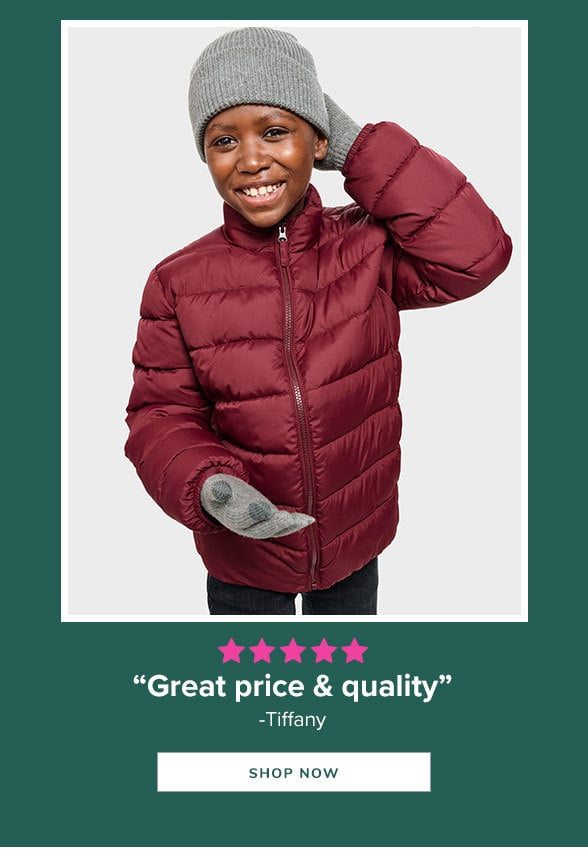 Buy a $16.99 Puffer Jacket, get $5 Hats or Gloves