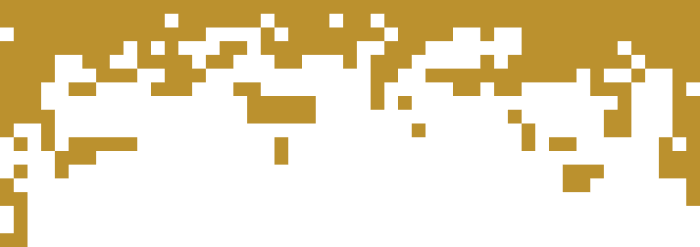 a blocky bitmap transition from the yellow background above to the standard background