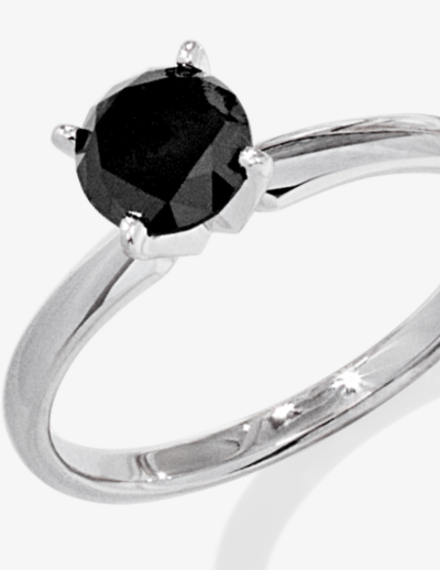 Black Diamond Solitaire Ring 1 ct tw 14K White Gold