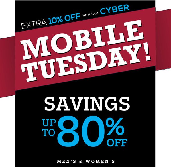 Mobile Tuesday Savings up to 80% Off