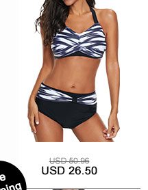 Printed Halter Neck Twist Front Bikini Set