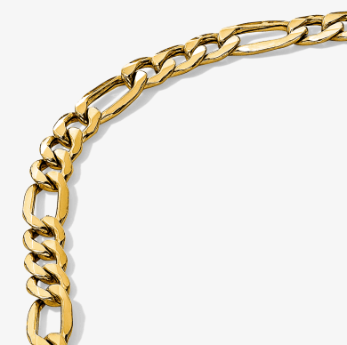 Hollow Figaro Link Necklace 14K Yellow Gold 22''