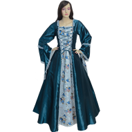 Embroidered Medieval Dress - Turquoise