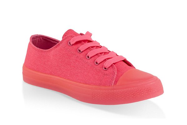 Solid Neon Lace Up Sneakers