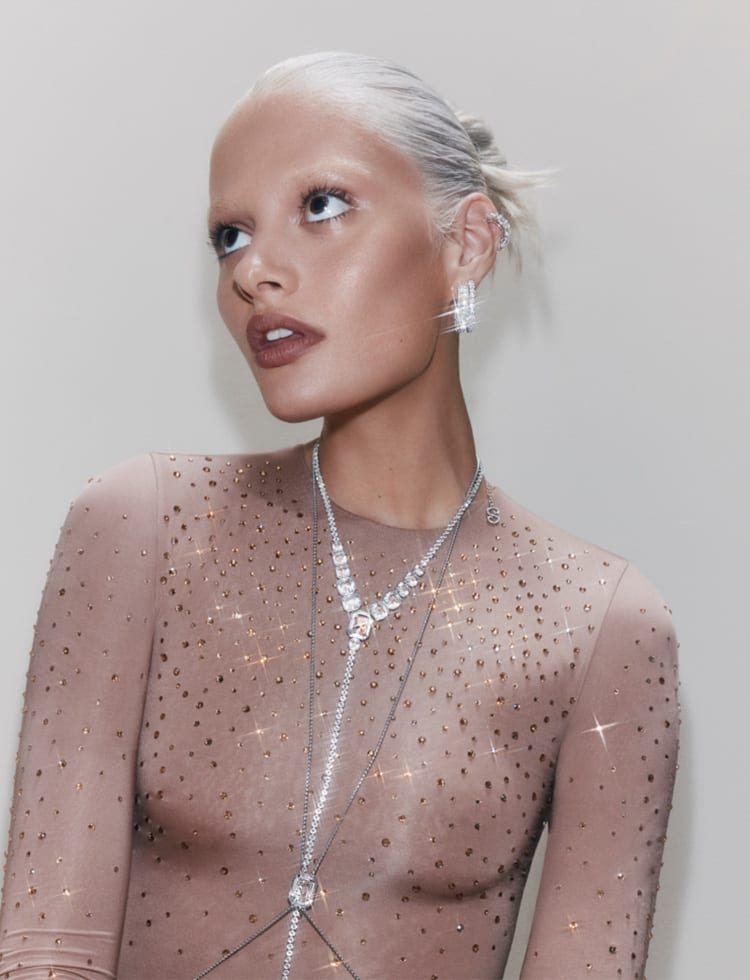 Model wearing Swarovski Body Chains