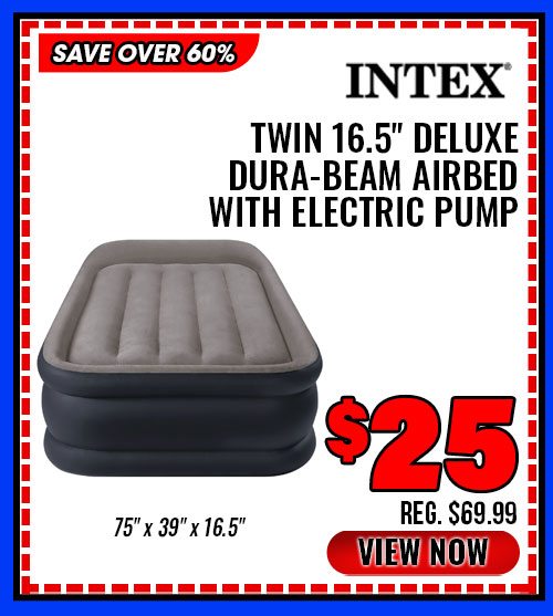 INTEX TWIN 16.5'' Deluxe Dura-Beam Airbed With Electric Pump