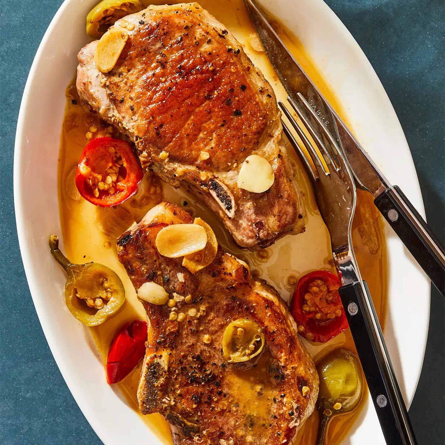 Bamonte’s Pork Chops with Pickled Peppers