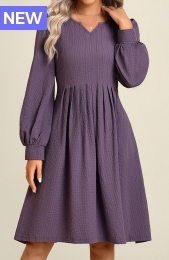 Dusty Purple Split Long Sleeve Dress