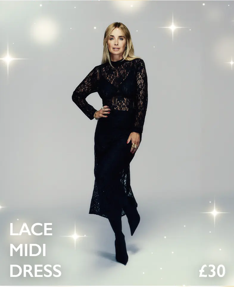 Womens Black Lace Midi Dress