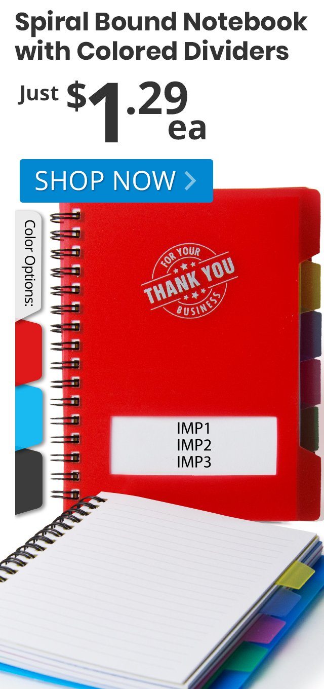 Spiral Bound Notebooks with Colored Dividers for only $1.29 each!