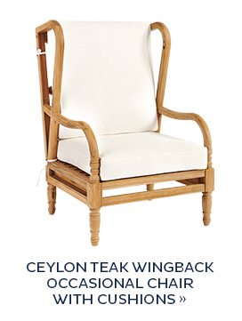 Ceylon Teak Wingback Occassional Chair with Cushions