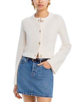 Cashmere Cropped Wide Sleeve Crewneck Cardigan - Exclusive