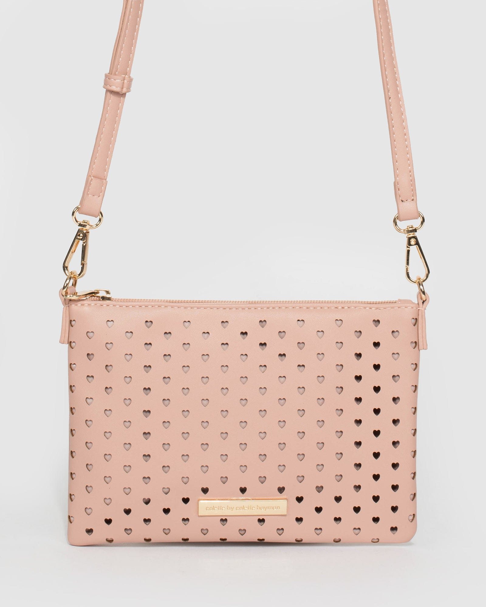 Image of Pink Peta Heart Punchout Crossbody Bag