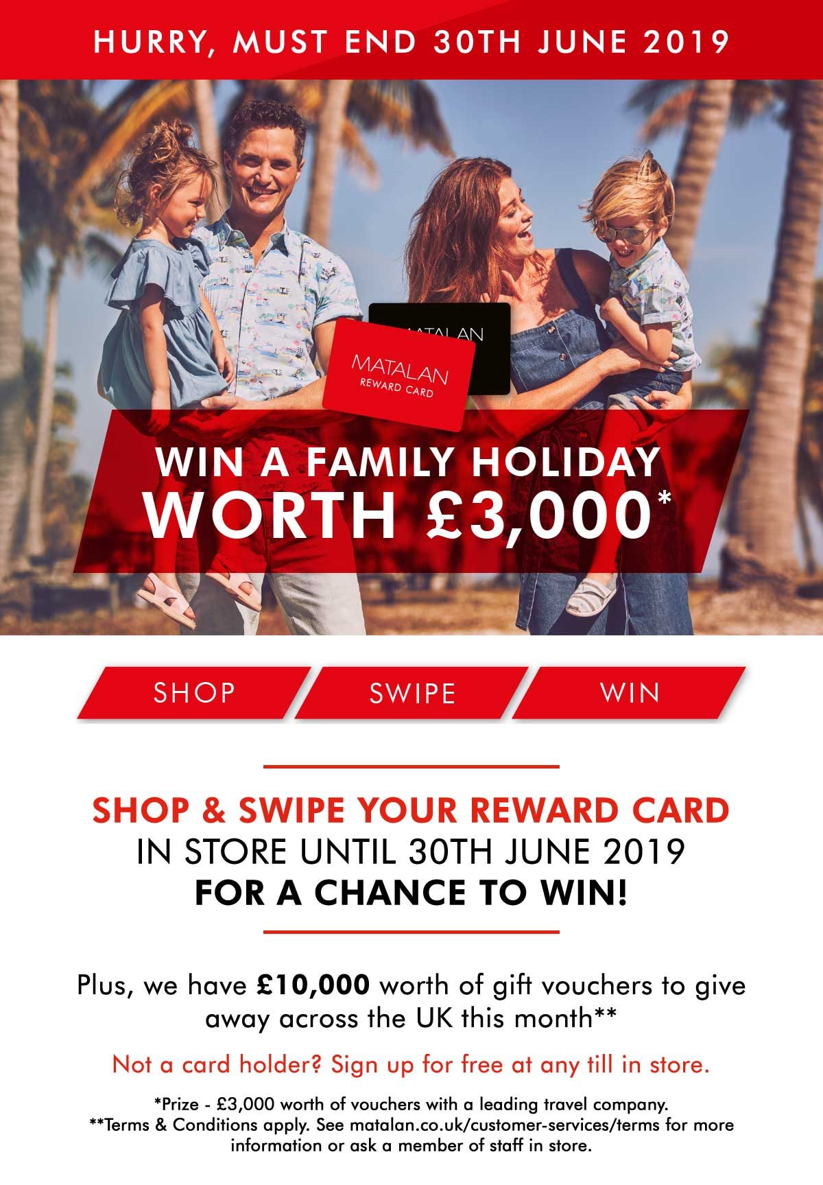 Hurry - Must End 30th June 2019 - Win A Family Holiday Worth £3000*