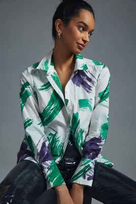 Maeve Printed Buttondown Shirt