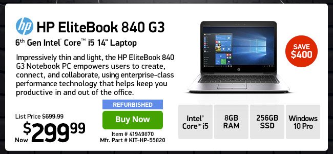 HP EliteBook 840 G3 i5 8GB 256SSD 14" W10P 1Yr Wty | 41949870 | Shop Now