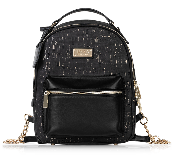 Binca - Textured Black & Gold Zipper Backpack