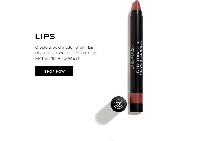 LIPS: Create a bold matte lip with LE ROUGE CRAYON DE COULEUR MAT in 287 Rosy Wood.