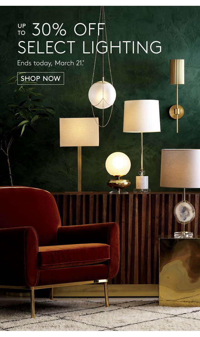 up to 30% off select lighting