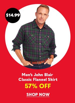MEN'S JOHN BLAIR CLASSIC FLANNEL SHIRT 57% OFF