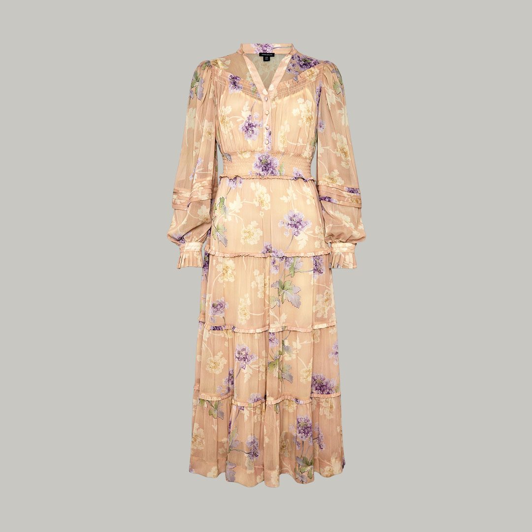 Lydia Millen Crinkle Sheer Woven Maxi Dress